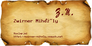Zwirner Mihály névjegykártya